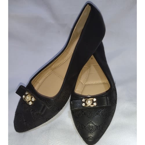 Female Pointed Office Flat Black Shoe