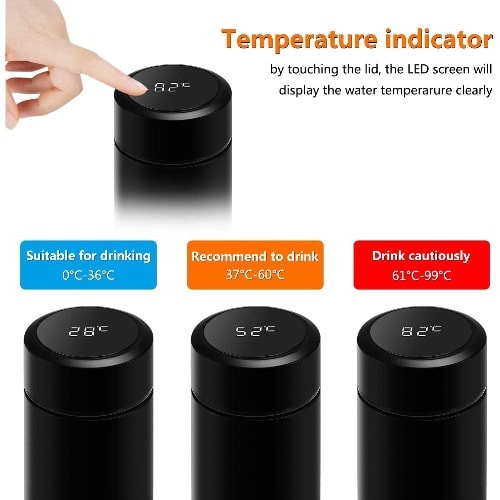 Smart Stainless Steel Travel Mug - Black