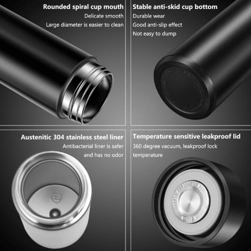 Smart Stainless Steel Travel Mug - Black