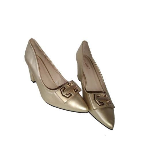 Women's Mid Heel Pumps - Gold
