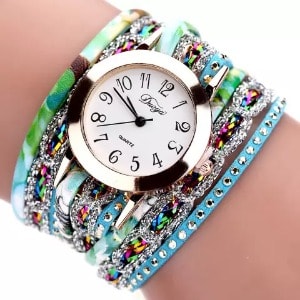 Rhinestone Watch Braided