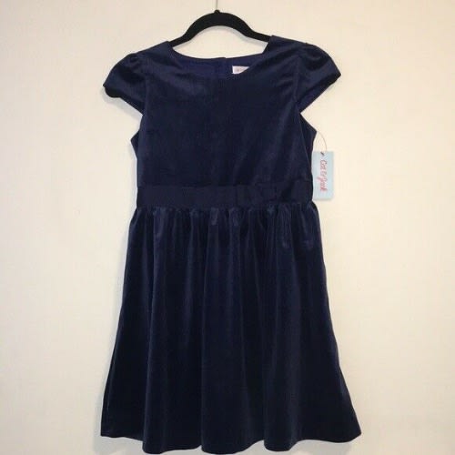 Nightfall Navy Velvet Bow Dress