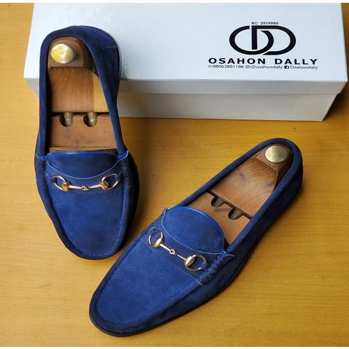 Blue Suede Creed Loafers