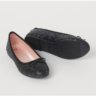 Girls Glittering Black Shoe