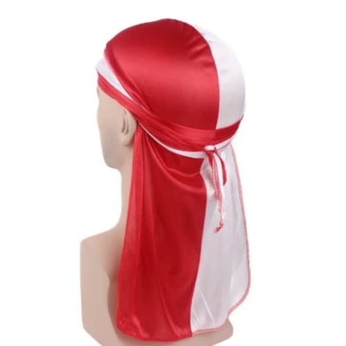 Two Colour Silk Durag  - Red & White