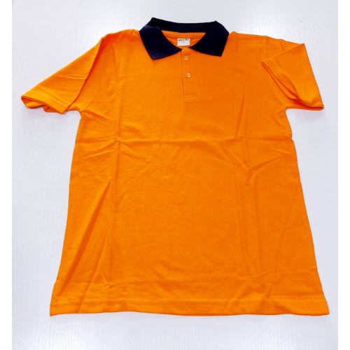 Boys Orange Polo With Navy Blue Collar
