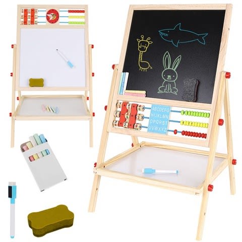 Wooden Double Sided Art Easel 6 in 1 Chalkboard Magnetic For Kids