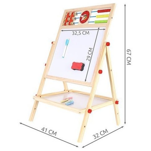 Wooden Double Sided Art Easel 6 in 1 Chalkboard Magnetic For Kids