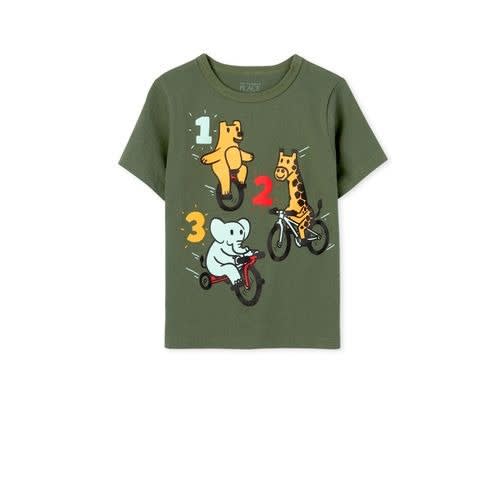 Boys Learning Number - Animal  Graphic Tshirt- Green