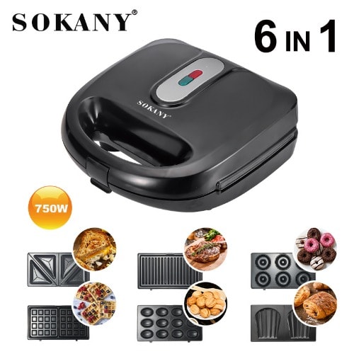 Sokany Sandwich Maker Set- 750w - 6 In 1