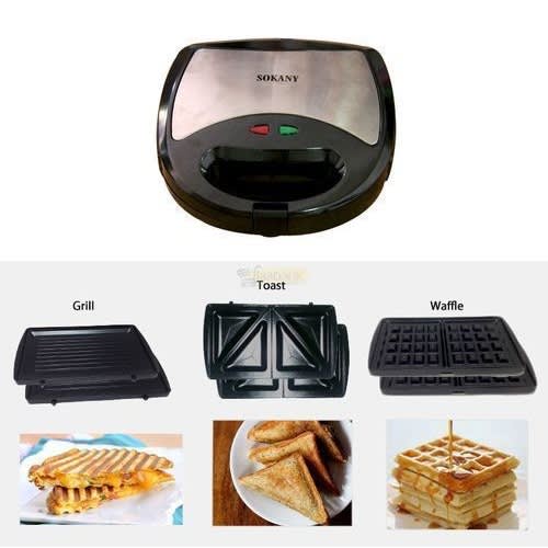 3 In 1 Sandwich Waffle & Grill Maker - 750W