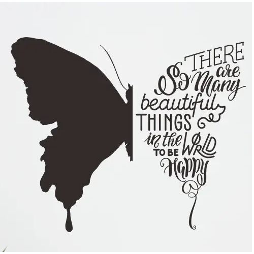 Creative Retro English Butterfly Wall Sticker - 30.7*37cm