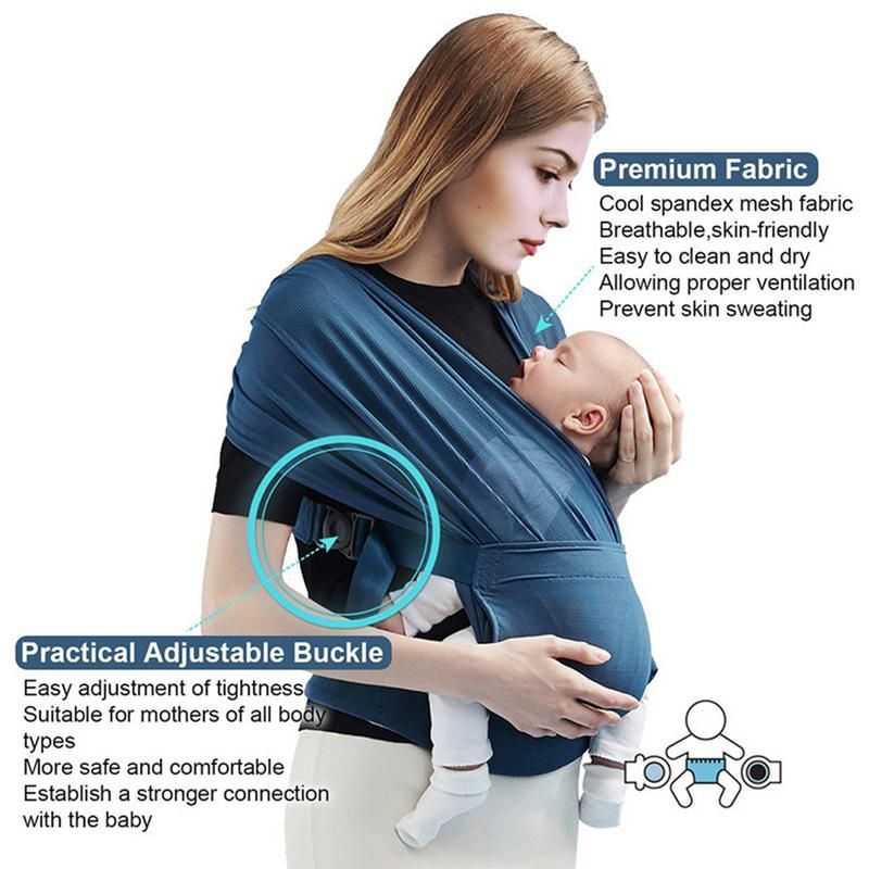 Hands-Free Baby Wrap Carrier Slings Multi-functional Lightweight Breathable All In 1 Baby Carrier Sling Wrap Babies Accessories Blue
