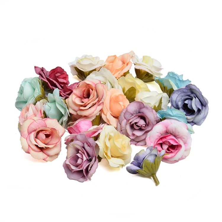 10 Sets 4cm Artificial Flower Silk Rose Flower Head For Wedding Party Home Decoration