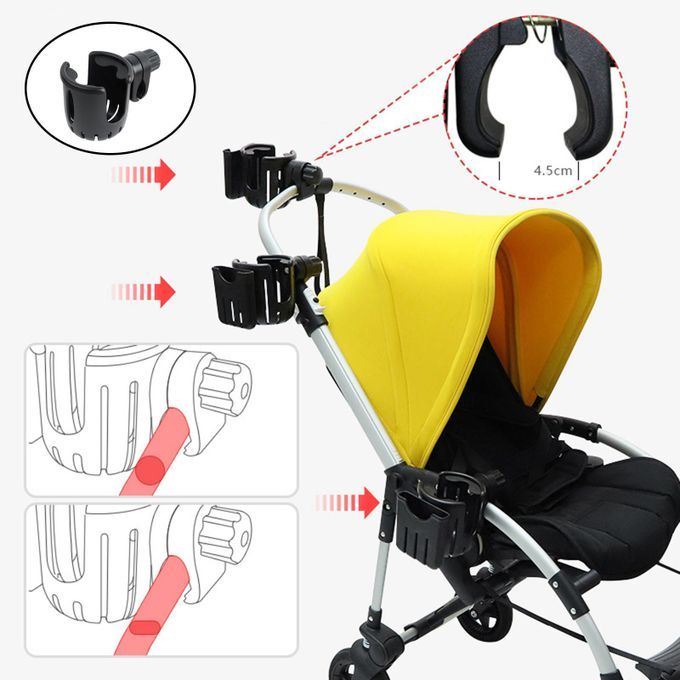 Universal Stroller Cup Holder Bottle Rack Storage For Pram Baby Black