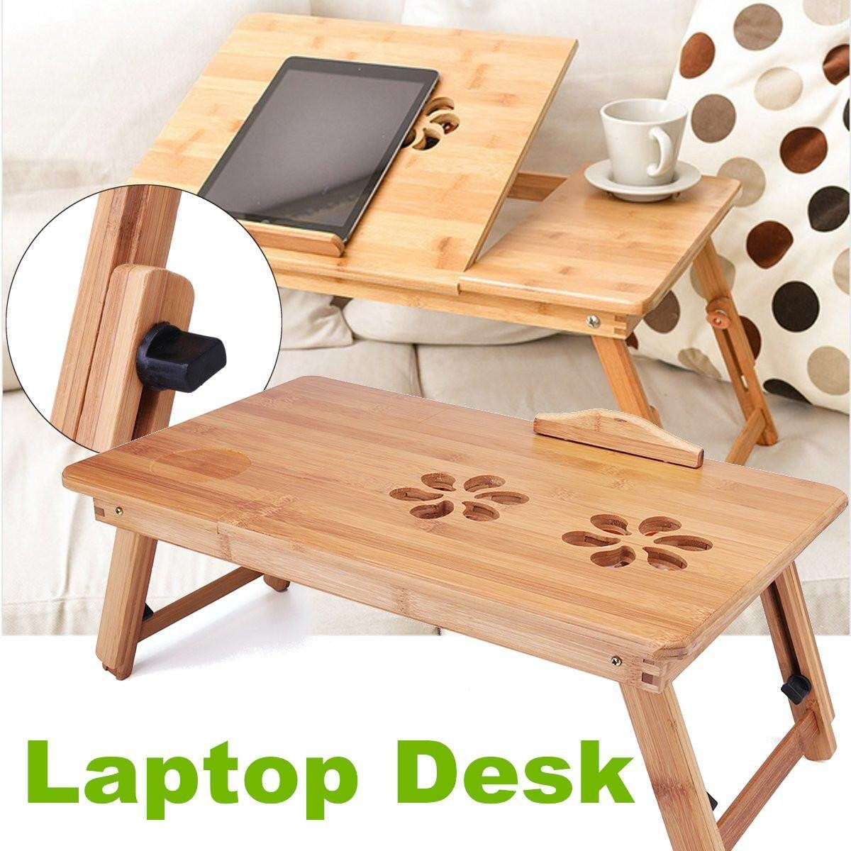 Portable Folding Laptop PC Desk Lap Bed Tray Dinner Notebooks Bamboo Table Stand # M Medium , Please