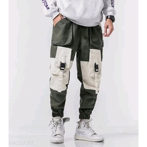 Summer Cargo Pant Joggers Patchwork - Dark Green