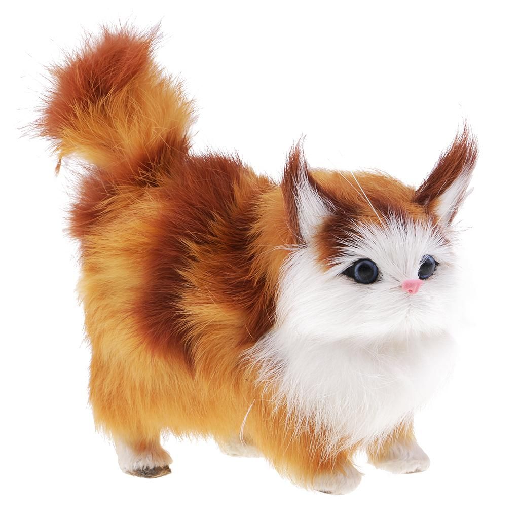 Lovely Simulation Animal Cat Doll Car Home Decor Toy Photo Prop  Brown