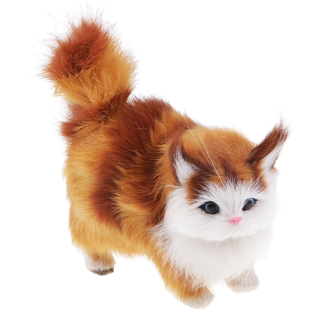 Lovely Simulation Animal Cat Doll Car Home Decor Toy Photo Prop  Brown