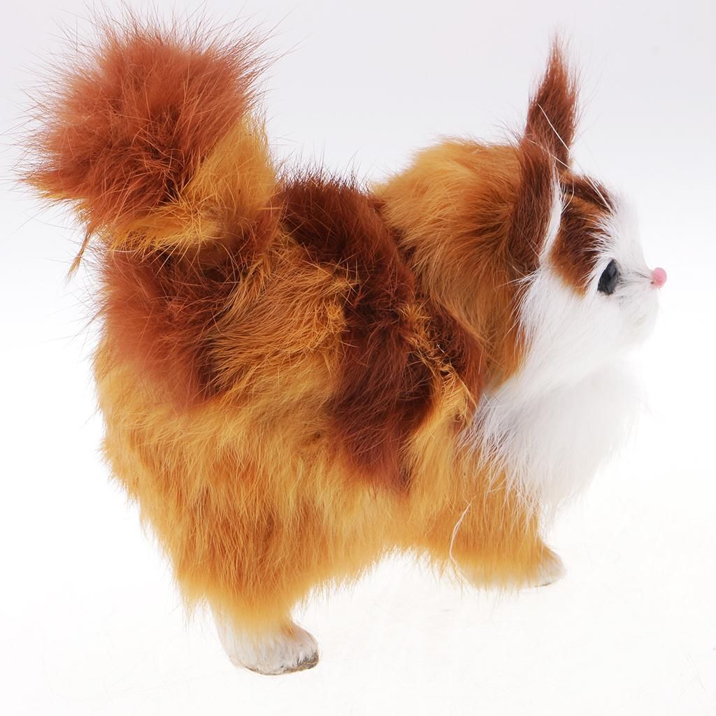 Lovely Simulation Animal Cat Doll Car Home Decor Toy Photo Prop  Brown