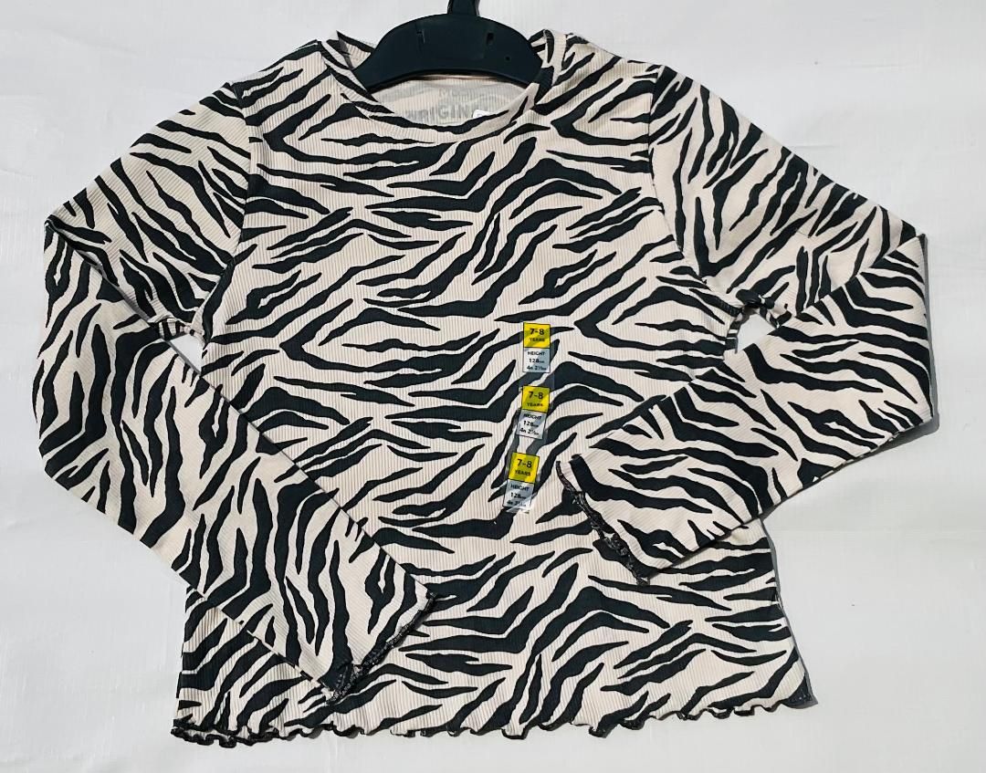 Zebra Strip Girls Longsleeve Top