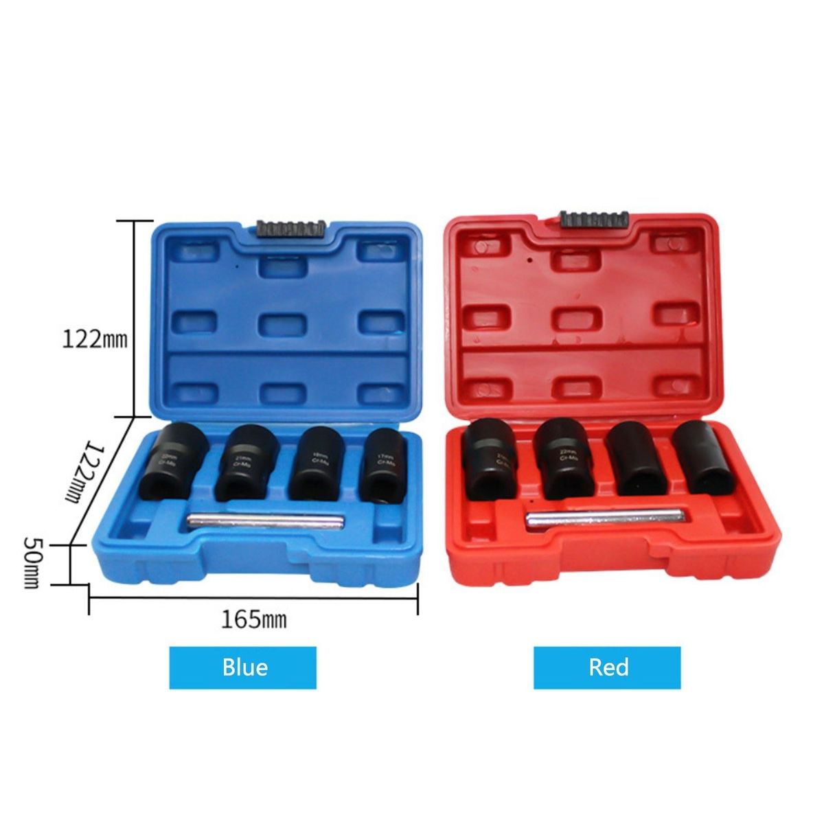 5Pcs/Set Twist Socket Kit 4 Damaged Worn Lug Nut & Lock Remover 17/19/21/22mm (Blue)