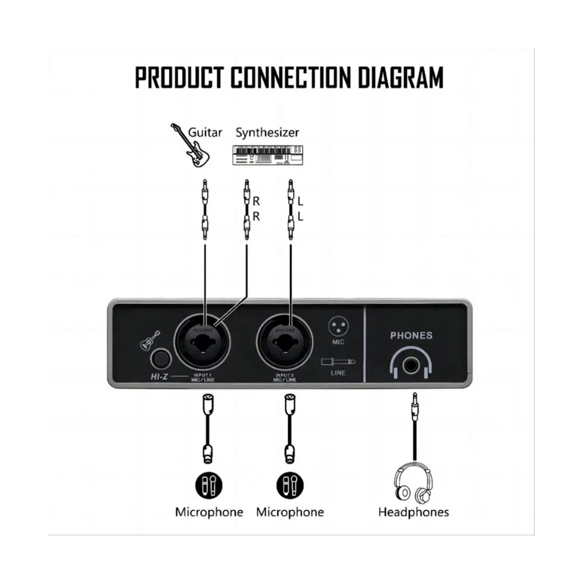 Audio Interface Sound Card 48KHz Converter Electric Guitar Live Broadcast Professional Studio for Karaoke Recording