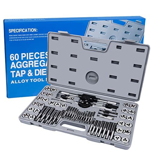 Taiidaues 60 Piece Metric And SAE Standard Tap And Die Set