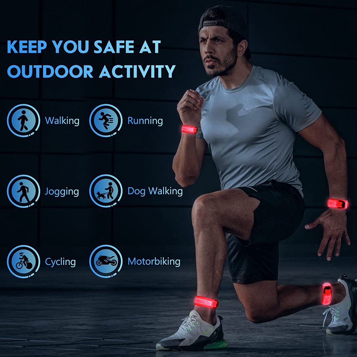 2 Pack USB Rechargeable Reflective Armbands,for