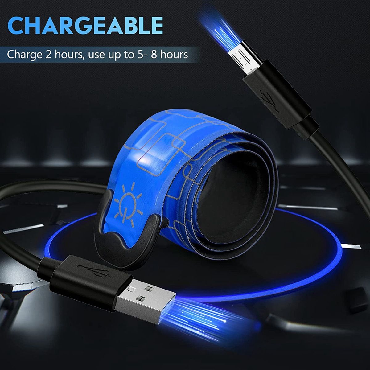 2 Pack USB Rechargeable Reflective Armbands,for