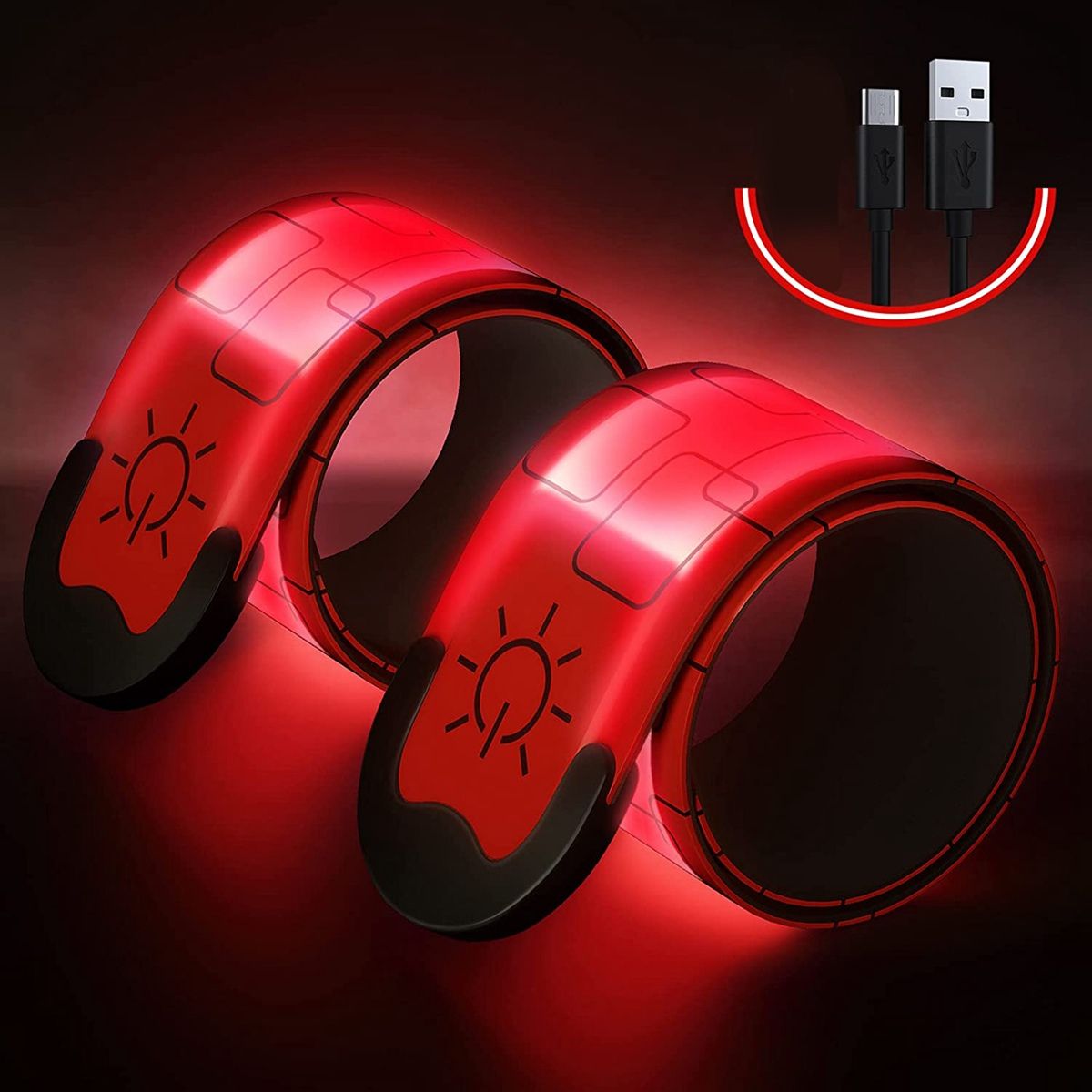 2 Pack USB Rechargeable Reflective Armbands,for
