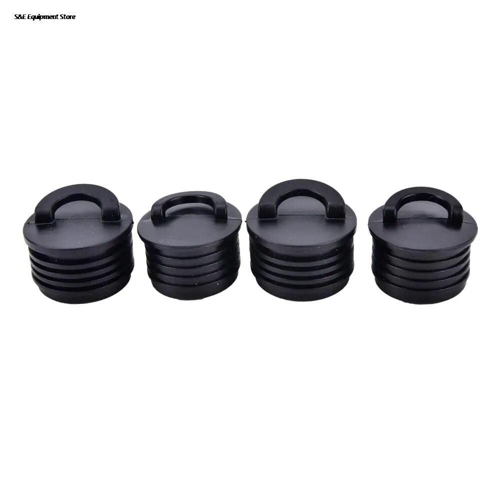4Pcs Black Rubber Kayak Marine Boat Scupper Stopper Drain Holes Plugs Rafting