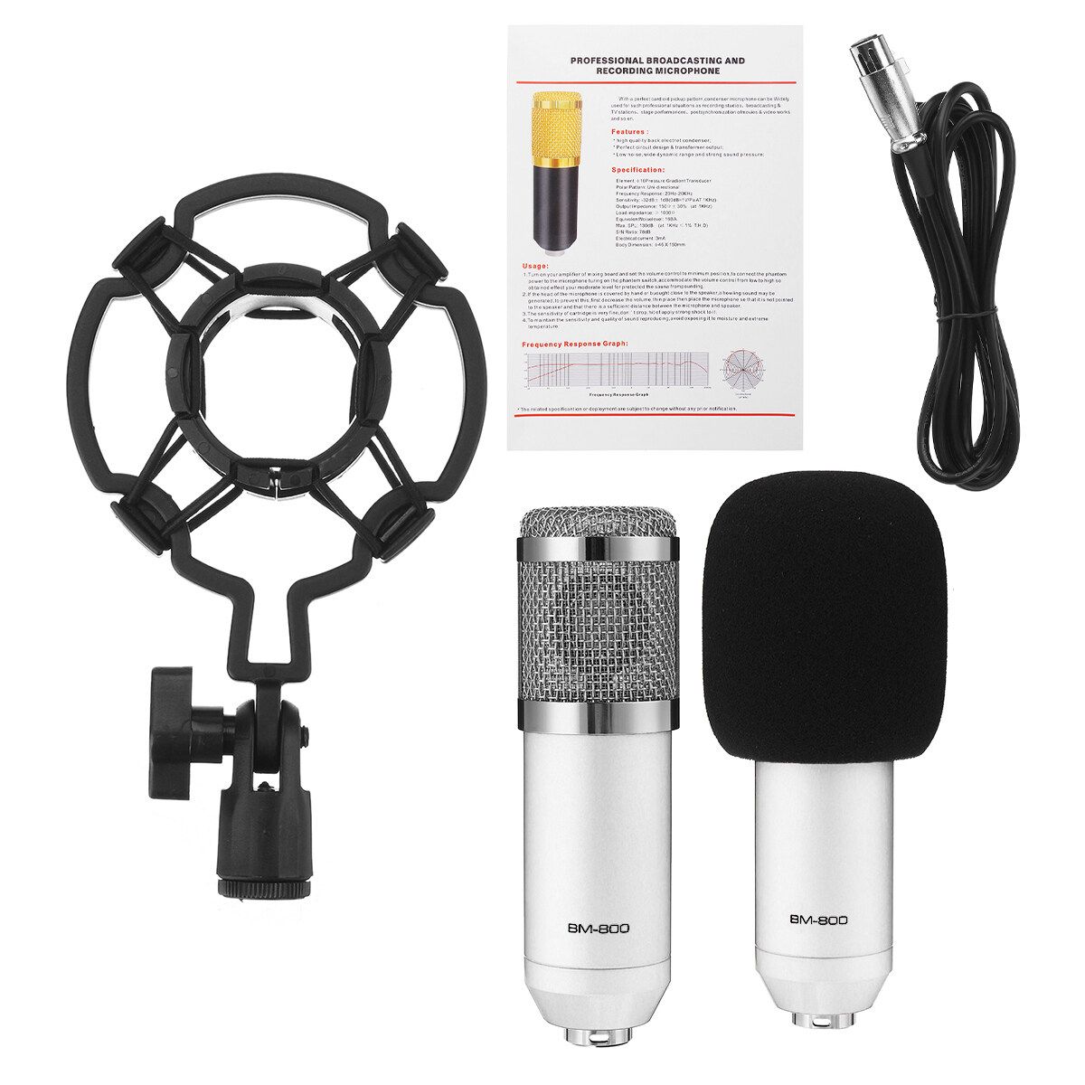 2020 New Upgraded Desktop Microphone Set Condenser Microphone Professional Studio Cardioid PC Mic For Studio Recording Broadcasting White
