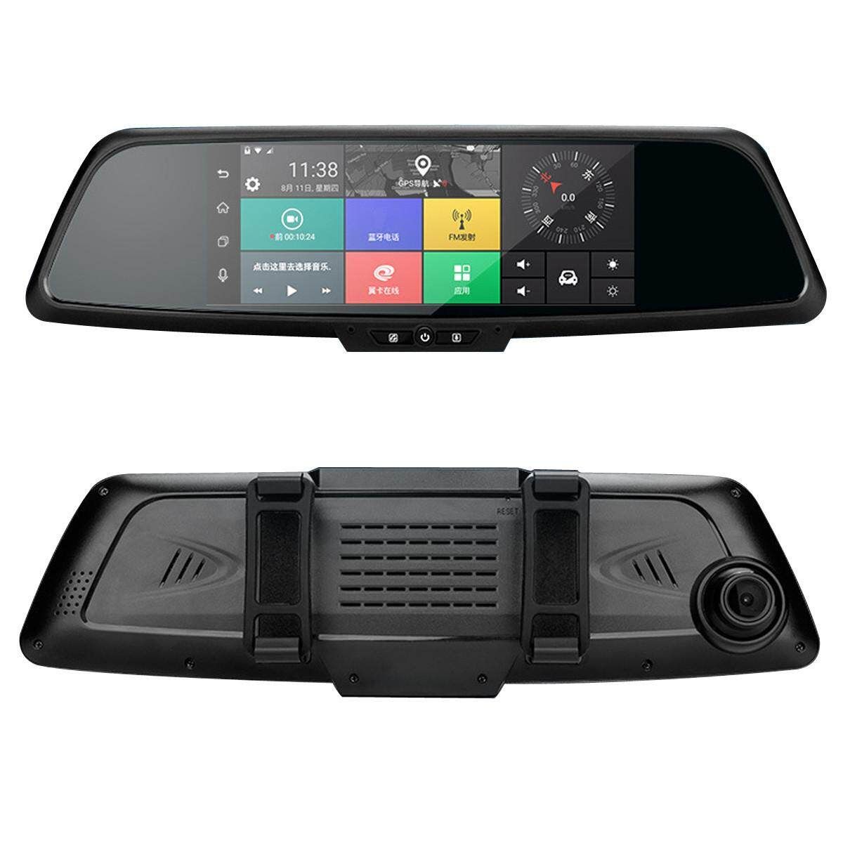 7'' 1080P Car DVR GPS Android 5.0 Dual Lens Navigation Rearview Mirror Camera
