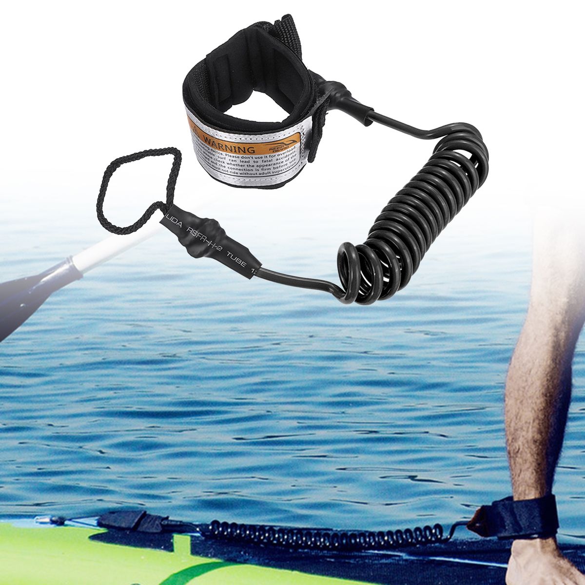 Surfing Hand Rope Coiled Premium Surf Wrist Leash Black