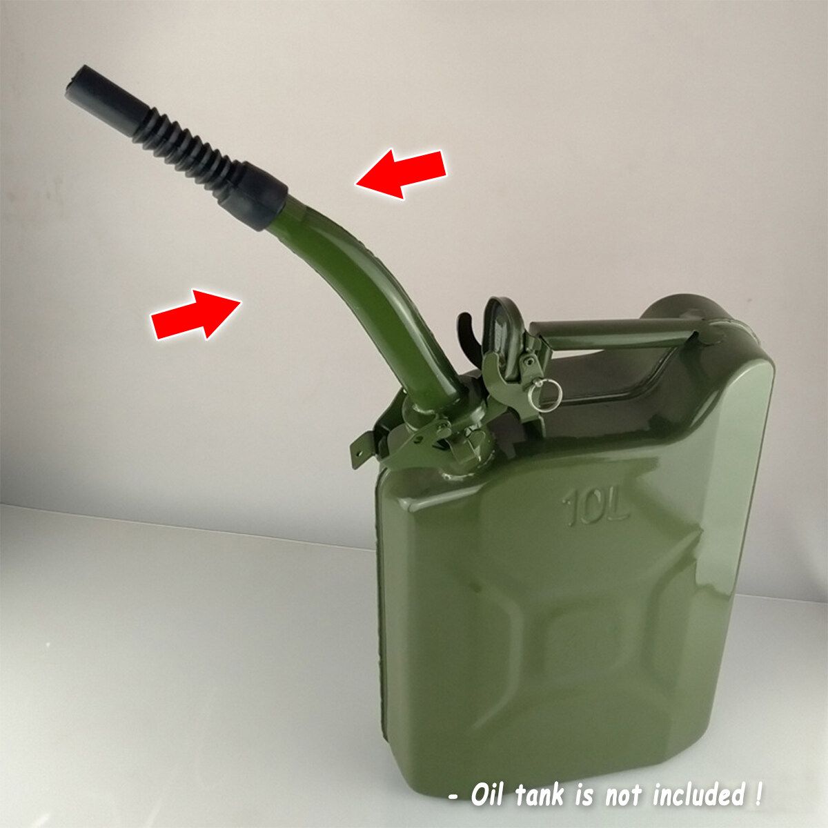 38cm Metal Jerry Can Spout Rubber Nozzle Fits Standard 5L- 20L Durable With