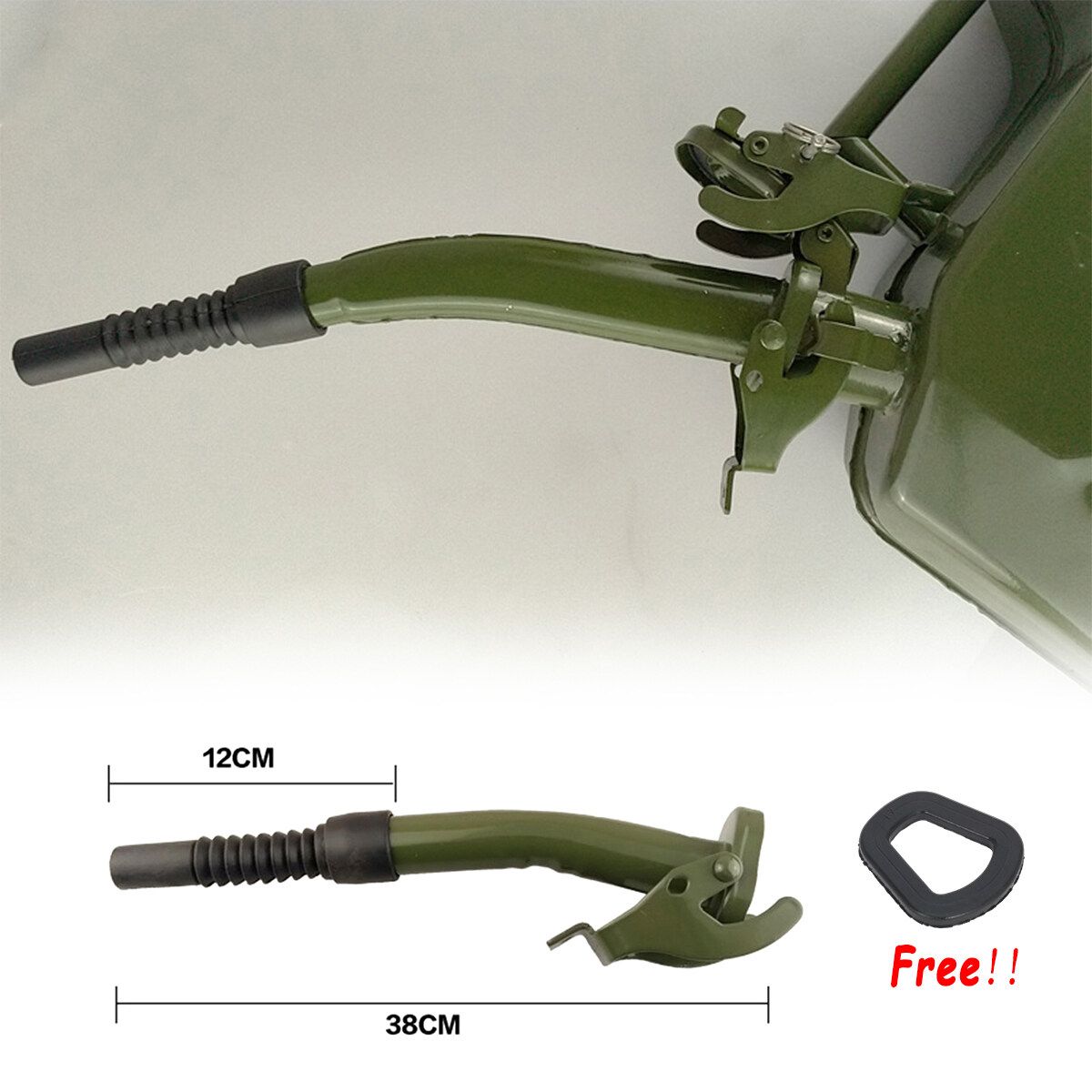 38cm Metal Jerry Can Spout Rubber Nozzle Fits Standard 5L- 20L Durable With