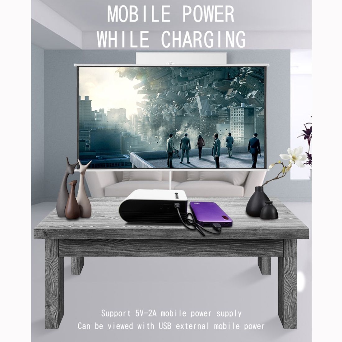 YG210 320x240 400-600LM Mini LED Projector Home Theater, Support HDMI & AV & SD & USB, General Version (Blue)