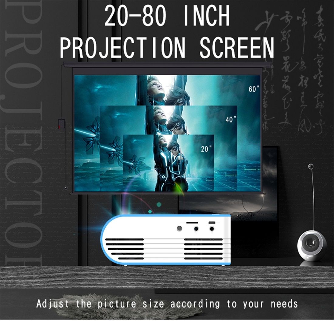 YG210 320x240 400-600LM Mini LED Projector Home Theater, Support HDMI & AV & SD & USB, General Version (Blue)