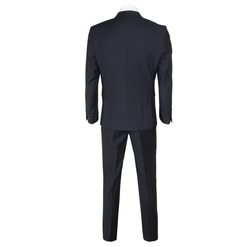 Men Notch Lapel Two Buttons Regular Suit-navy Blue. Ms-90