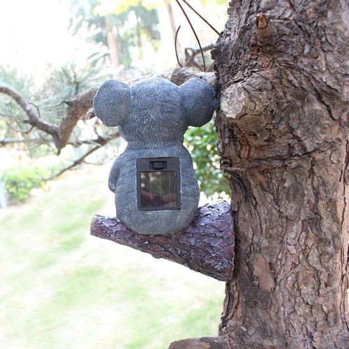 Solar Garden Statue LED Lights Koala Bear Haning Figure Solar Lamp Outdoor Patio Garden Crafts Bear Statue Solar Light Sculpture
