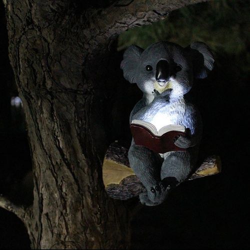 Solar Garden Statue LED Lights Koala Bear Haning Figure Solar Lamp Outdoor Patio Garden Crafts Bear Statue Solar Light Sculpture