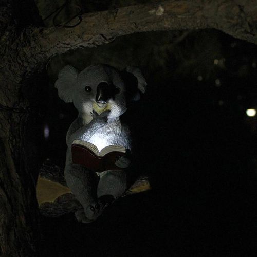 Solar Garden Statue LED Lights Koala Bear Haning Figure Solar Lamp Outdoor Patio Garden Crafts Bear Statue Solar Light Sculpture