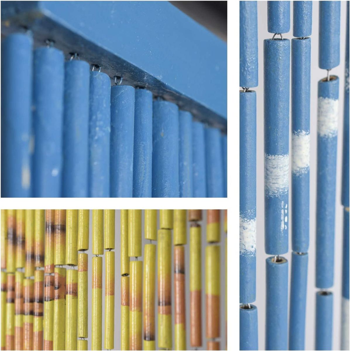 TACHILC Sun And Moon Bamboo Bead Curtain, Doorway Hanging