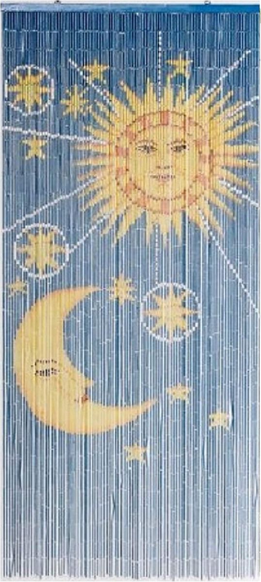 TACHILC Sun And Moon Bamboo Bead Curtain, Doorway Hanging