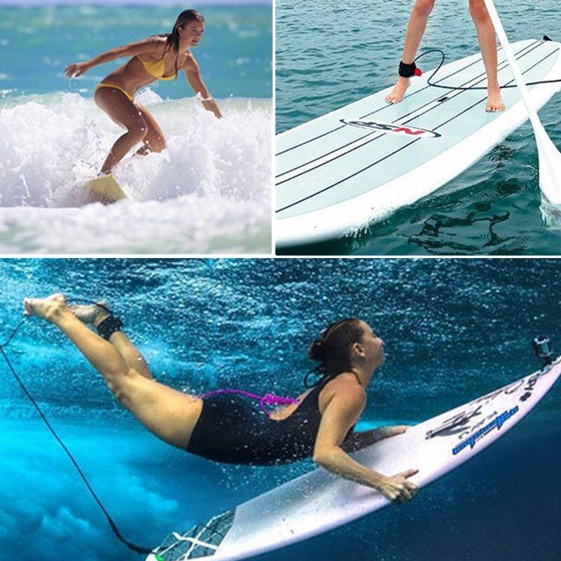 TPU 7mm 7ft Surfboard Leash Surfing Board Leash String Leg Rope Cord W/ Neoprene Ankle Cuff + Swivel Joints
