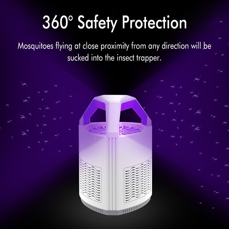 360 Degree Large Range Mute UV Photocatalyst Electric Mosquito Killer Lamp USB Powered Insect Pest Trap Bug Repellent LED Lamp For Home Office Pest Control White