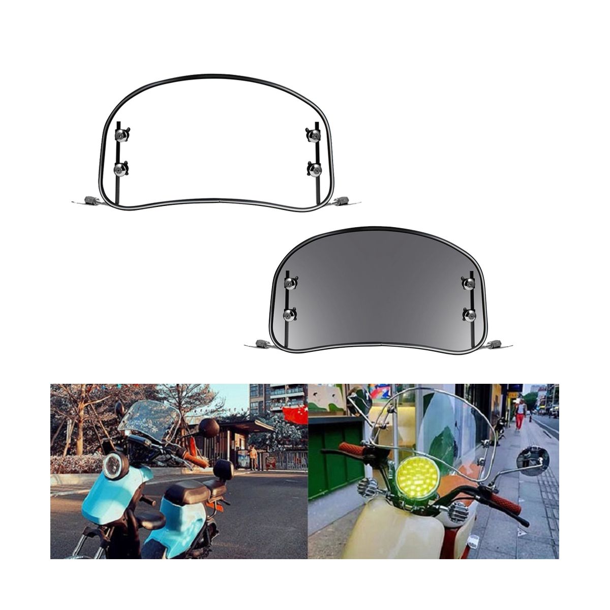 General Motorcycle Retro Modified Oval Gray Windshield Suitable for New Continent S07 Electric Car