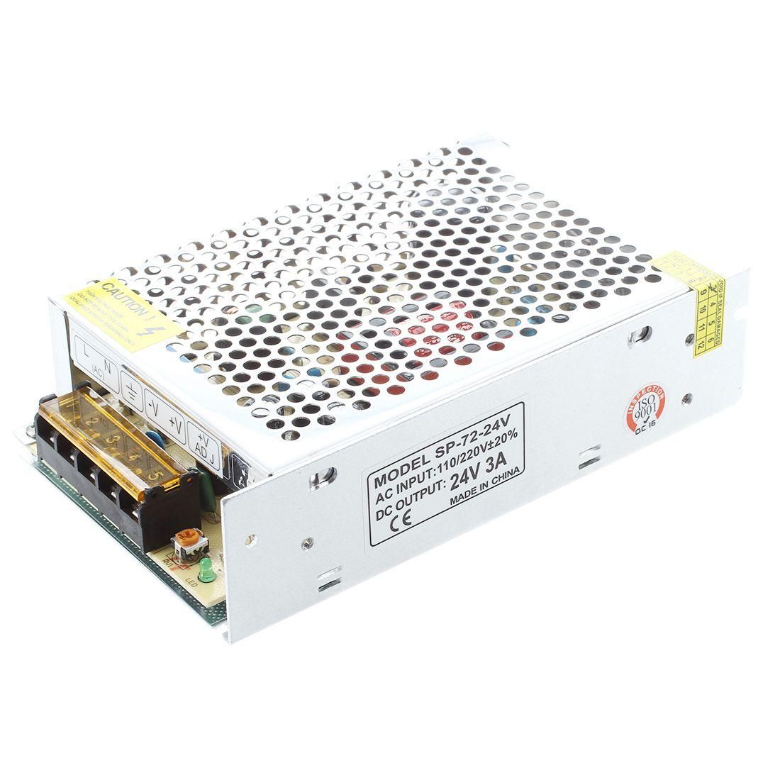 AC 110/220V 24VDC 3A 72W Power Supply Transformer for LED Flexible Strip Lamp