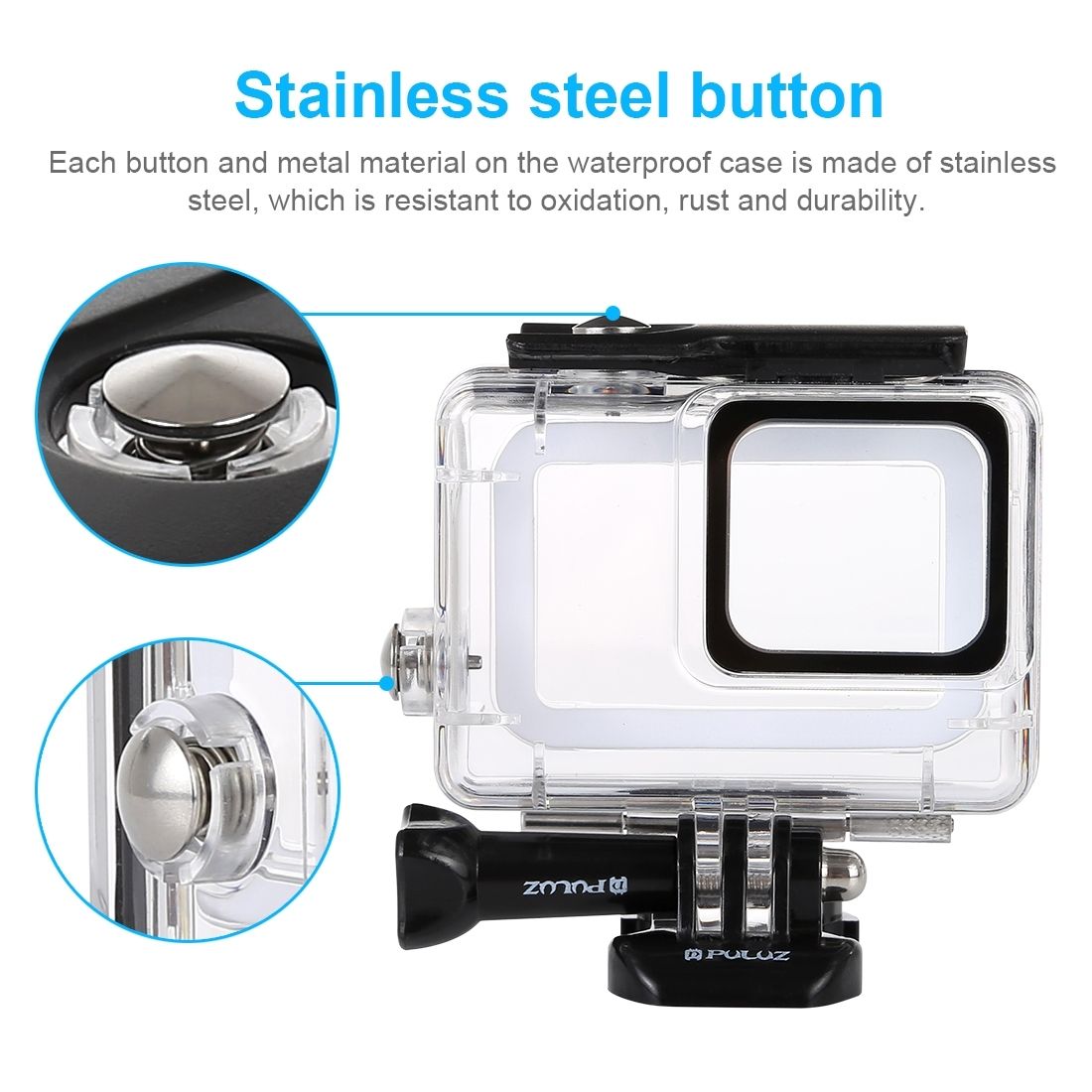PULUZ 45m Underwater Waterproof Housing Diving Case For GoPro HERO7 Silver / HERO7 White, With Buckle Basic Mount & Screw(Transparent)